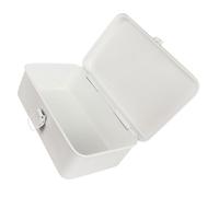 Mipcase Boîte à Outils Vintage en Métal Blanc Verrouillable, Petit Conteneur De Rangement Robuste pour Bureau Et Atelier, Boîte à Bloc-Notes Multifonction pour Organisation Quotidienne