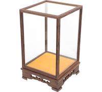 Mipcase Boîte de Présentation en Bois Massif et Verre Transparent 12x12x17 Cm pour Figurines et Objets D’Art, Vitrine Anti-poussière pour Bureau et Salon, Coffret de Rangement