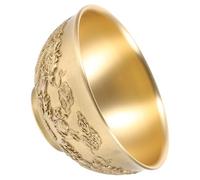 Mipcase Bol Décoratif en Cuivre à Trésor Chinois 1 Pièce Bassin au Trésor Motif Double Dragon Décoration de Bureau et Maison Bol de Fortune Feng Shui Corne d'Abondance Élégante