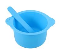 Mipcase Bol en Silicone Pliable Bleu pour Masque Facial et Cire, Résistant la Chaleur avec Bâton de Mélange, pour Usage Domestique et Voyage
