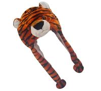 Mipcase Bonnet d'hiver Garçon et Filles Tigre en Peluche Marron Chapeau Élastique Animal Adorable Accessoire Festif pour Fête et Carnaval Bonnet Chaud et Confortable pour Garçons et