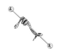 Mipcase Boucle D'oreille Haltère Serpent en Acier Titane pour Piercing Cartilage Design Créatif Tige Fine 1,2 Mm Accessoire Chic pour Piercing Industriel 4,5 Cm X 1,0 Cm X 0,5 Cm