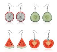 Mipcase Boucles D’Oreilles Pendantes Fruitées de Pastèque Rouge Bijoux Créatifs pour Femmes Légères Décoration D’Oreilles pour Usage Quotidien et Occasions Spéciales