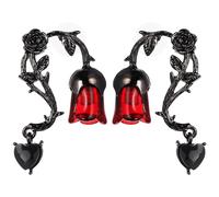 Mipcase Boucles D’oreilles Pendantes Roses Gothiques pour Adolescentes, en Alliage Léger et Solide, Style Épine de Rose Rouge, Bijoux Fantaisie Féminins pour Halloween et Usage Quotidien