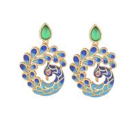 Mipcase Boucles D’oreilles Rétro en Agate et Émail Vintage, Style Chinois, Bijoux Fantaisie pour Femmes, Paire Unique, Couleur Peacock, Élégantes pour Usage Quotidien et Présent