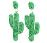 Mipcase Boucles D'oreilles Cactus Perlées pour Femmes, Légères et Créatives en Plastique Vert, pour Shopping ou Fête, Style Bohème Chic