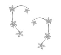 Mipcase Boucles D'oreilles Clip Fleur Argenté, Bijoux D'oreilles sans Perçage, Pince D'oreille Élégante pour Femmes, Accessoires Mode pour Usage Quotidien, Paire Gauche et Droite