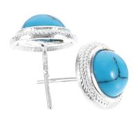 Mipcase Boucles d'Oreilles Clous Turquoise Bleue 8 MM en Argenté 1 Paire Bijoux Hypoallergéniques pour Femmes Accessoires Mode Quotidiens et Occasions Spéciales