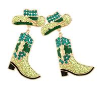 Mipcase Boucles D'oreilles Cowgirl Cristal Pendantes Vertes, Bijoux Western Femmes, Présent Campagne, Mode Moderne, Style Disco,