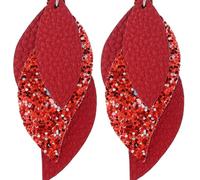 Mipcase Boucles d'Oreilles Pendantes Cuir Pailleté Rouge pour Femmes Soirée et Travail Décoration Oreille Élégante