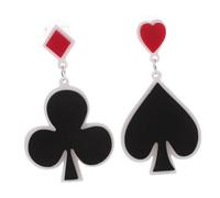 Mipcase Boucles Oreilles Poker Asymétriques pour Femmes Bijoux Drôles Cœur et Jeton Pendantes Originales pour Fête et Usage Quotidien