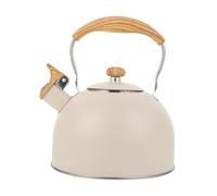 Mipcase Bouilloire Sifflet Inox Beige Fond Plat Résistant Chaleur Compatible Induction et Gaz Poignée Confortable Filtre Alimentaire pour Thé