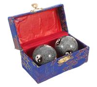 Mipcase Boules de Baoding Chinoises 42 MM en Métal Émaillé Gris Paire de Petites Balles de Massage pour Mains et Doigts Exercice Anti-Stress Tai Chi Masseur de Paume Portable pour