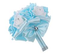 Mipcase Bouquet de Mariée Artificiel Bleu Strass Bouquet de Demoiselle d'honneur Délicat Fleurs Synthétiques Décoratives pour Mariage et Cérémonie Décoration Intérieure Élégante