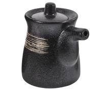Mipcase Bouteille Céramique pour Sauce Soja et Vinaigre avec Bec Verseur Pot Assaisonnement Résistant Haute Température pour Huile et Condiments de Cuisine Couleur Noire