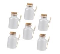 Mipcase Bouteille De Sel De Bain 100 g En Verre Bouchon Liège Naturel Et Cuillère En Bois, Lot De 6 Sets De Bocaux Scellés, Récipients Étanches Pour Soins Personnels Et Usage Cosmétique