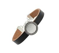 Mipcase Bracelet En Cuir Pour Femme Avec Plateau De Base Diy, Style Rétro, Cuir Synthétique, Réglable, Usage Quotidien Et Voyage, Taille Unique, Couleur Argenté Ancien