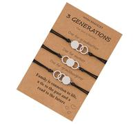 Mipcase Bracelet Familial en Acier Inoxydable 3 Pièces Trois Cercles Entrelacés, Tissé et Adapté pour Maman, Grand-mère et Petite-fille - Présent Fête des Mères et Élégant