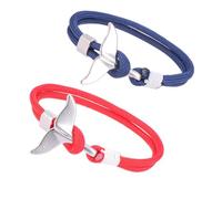 Mipcase Bracelet Queue de Baleine en Paracorde pour Homme et Femme Lot de 2 Pièces Chaîne en Corde de Survie Fermoir Métal Style Nautique Accessoire Polyvalent pour Usage Quotidien