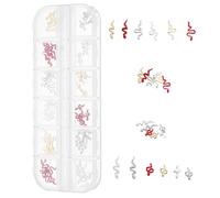 Mipcase Breloques à Ongles Serpent Rouge en Alliage, 60 Pièces/boîte Rangement en Grille, Accessoires Nail Art Mignons et Décorations Manucure Uniques pour Femmes, Charme Style
