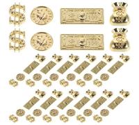 Mipcase Breloques pour Ongles Métal Doré 200 Pcs Ensemble Polyvalent Déco Nail Art Symboles Monétaires Paquet Monnaie Longue Pièces Fête Mariage Usage Salon Maison