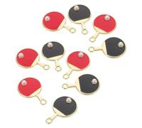 Mipcase Breloques Raquette de Tennis de Table en Alliage Émaillé Mini Pendentifs DIY 10 Pièces Rouge et Noir Charms Métalliques pour Bijoux Porte-Clés Sport et Bracelets Créatifs