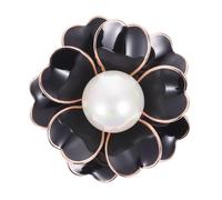 Mipcase Broche Fleur Camélia en Alliage Rose Doré Perles, Épingle de Col Sécurisée Anti-ouverture, Accessoire Vestimentaire Élégant pour Veste, Manteau et Châle, Présent Femme