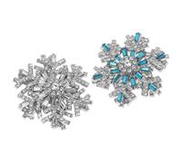 Mipcase Broche Tournante Flocon de Neige 3d Cristaux Métal Bicolore Blanc et Bleu pour Femme Fêtes Hivernales Cérémonies Lot 2 Pièces