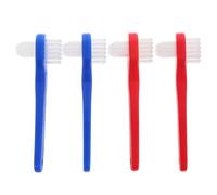 Mipcase Brosse à Dents Portable Double Tête 4 Pièces Petite Brosse Souple pour Prothèses Dentaires Bleu et Rouge, Nettoyage Doux Voyage et Domicile, Soins Bucco-dentaires pour Adultes