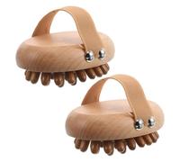 Mipcase Brosse de Massage pour Cuir Chevelu en Bois de Hêtre 2 Pièces Coussinet Gonflable Antistatique Peigne Gua Sha à Dents Larges pour Stimulation Méridienne Soin Cheveux et Usage