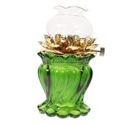 Mipcase Brûleur à Lampe à Huile Rétro Verre Lotus pour Kérosène Lampe Bouddhiste Décorative Ajustable Et Résistante Au Vent pour Offrir