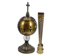 Mipcase Brûleur Traditionnel Métal avec Pince pour Bakhoor Adapté Méditation Yoga Maison Église Design Élégant Bronze Patiné