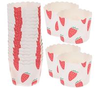 Mipcase Caissettes en Papier pour Cupcakes Rouges Fraise, Mini Moules à Muffins 5x6x4,5 Cm, Lot de 50 Pièces Résistantes la Chaleur pour Four, Accessoires Pâtisserie pour Fêtes