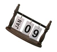 Mipcase Calendrier en Bois à Poser Calendrier à Rabat Manuel Facile à Ajuster Décoration Vintage pour Bureau Salon et Gestion Quotidienne des Dates