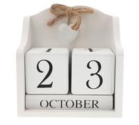 Mipcase Calendrier Perpétuel en Bois de Style Européen Décoration Créative Vintage Blocs de Date Modifiables Accessoire de Photographie Élégant pour Bureau et Maison