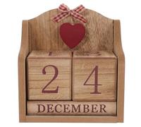 Mipcase Calendrier Perpétuel en Bois Rouge Imprimé Cubes de Calendrier de Bureau Blocs Mensuels Décoratifs en Bois Accessoire Vintage pour Décoration Intérieure Présent Solide