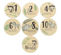 Mipcase Cartes Étapes Mensuelles Bébé en Bois 7pcs Double Face Décoratives et Accessoires Photo pour Décoration Chambre Bébé