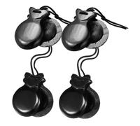 Mipcase Castagnettes en Bois à Doigts 4 Pièces Noire pour Garçon Et Filles Petits Instruments De Percussion Éveil Musical Style Andalou Compact Portable