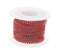 Mipcase Chaîne Strass DIY Argentée avec Cristaux Rouge Résistante et Décorative pour Bijoux Vêtements Téléphone Artisanat