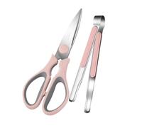 Mipcase Ciseaux Cuisine Et Pinces à Barbecue Inoxydables, Ensemble 2 Pièces, Poignée Ergonomique, Usage Polyvalent Pour Viande Et Poulet, Accessoires Barbecue Maison, Ustensiles La Cuisine Rose