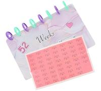 Mipcase Classeur à Feuilles Mobiles pour Défi D'épargne 52 Semaines, 8 Pochettes Transparentes 3 Compartiments, Organiseur Budgétaire pour Espèces et Documents, Cahier de Comptes Pratique