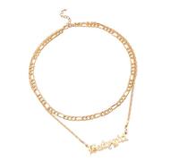 Mipcase Collier Couche Alliage Pendentif Lettre Or Double en Fille | Usage Quotidien et Remise de Diplôme, Style Unique, Élégant et Créatif