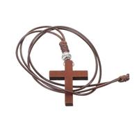Mipcase Collier Croix Religieuse en Bois à Corde, Bijoux Chrétiens | Pendentif Croix de Pâques, Charme Symbolique, Style Élégant, pour Femmes et Hommes, Usage Quotidien