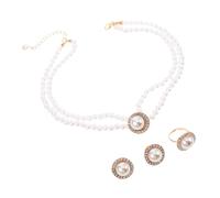 Mipcase Collier et Boucles D'oreilles Perles Imitation Parure de Bijoux Vintage avec Pierres Brillantes pour Femme Ensemble de Bijoux Assorti