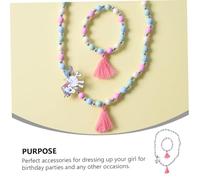 Mipcase Collier Licorne Garçon Fille Bois Coloré avec Bracelet Perlé Cadeau Fille Bijoux Créatifs