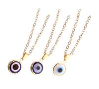 Mipcase Collier Mauvais Œil Turc Bleu 3 Pièces En Alliage Doré, Pendentif En Verre Décoratif, Unisexe, Bijou Protection Chance Pour Usage Quotidien Et Amulette