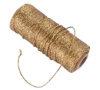 Mipcase Corde Décorative à Nouer 100M X 1Mm 3 Brins Fil de Coton Couleur Dorée pour DIY Loisirs Créatifs Décoration de Fête et Emballage Présent