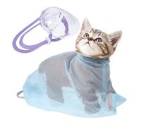 Mipcase de Bain pour Chat Ajustable Maille Respirante Multifonctionnel de Toilettage Anti-griffures avec Muselière Transparente pour Bain Coupe des Griffes et Soins