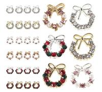 Mipcase Décorations de Manucure Noël 30 Pièces - Breloques pour Ongles en Alliage Strass et Perles - Nœuds et Couronnes Métalliques - Accessoires Nail Art Festifs pour Fêtes et Salons