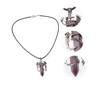 Mipcase Dragon Pendant Necklace For Men Retro Crystal Pendant With K Plated Natural Double Pointed Amethyst Stone Jewelry Stylish And Unique Design